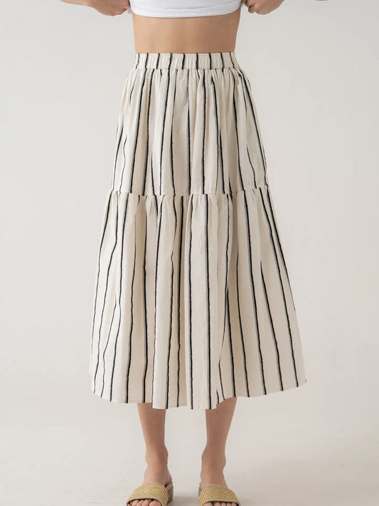 Striped Flowy Midi Skirt