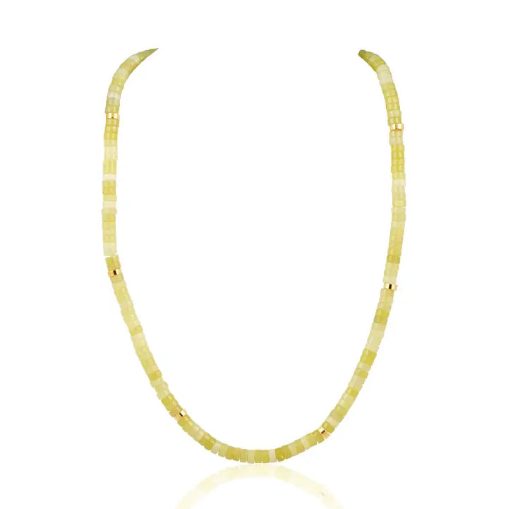 beaded necklace in lime