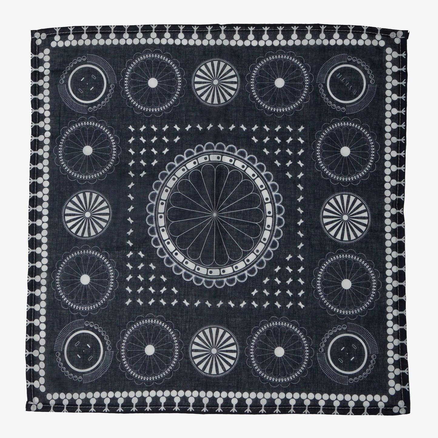 Navy bandana with white circular patterns