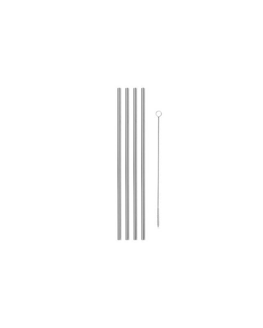 10" silver metal straws