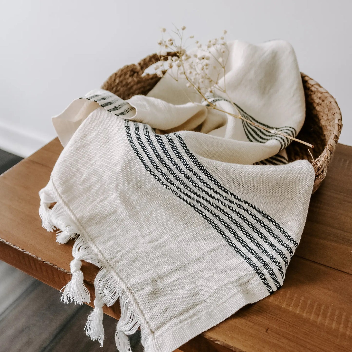 Turkish Cotton + Bamboo Hand Towel - Multi Stripe