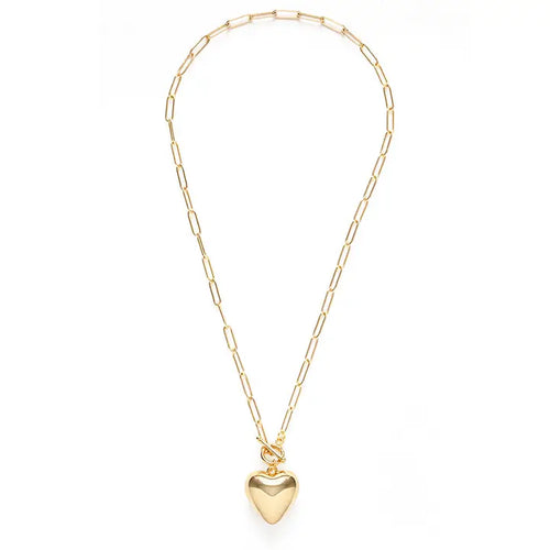 Puffed Heart Chain Necklace