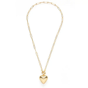 Puffed Heart Chain Necklace