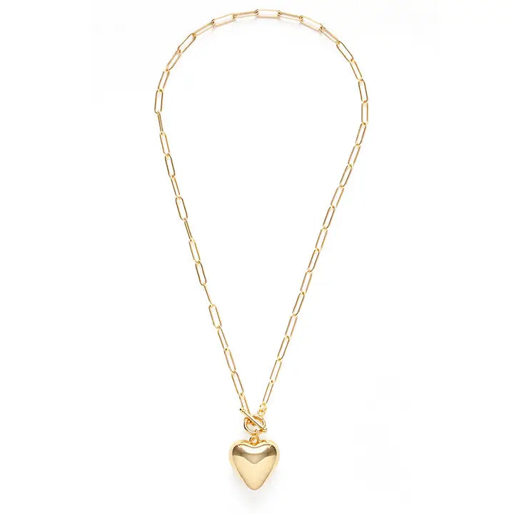 Puffed Heart Chain Necklace