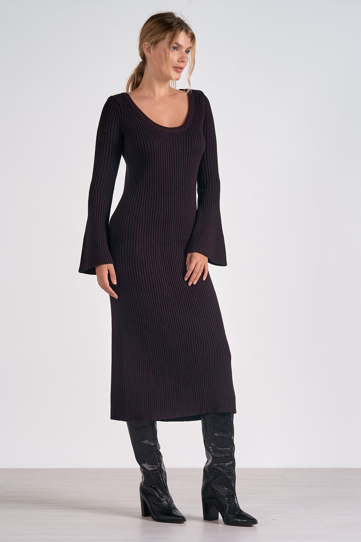 Long Sleeve Scoop Neck Dress