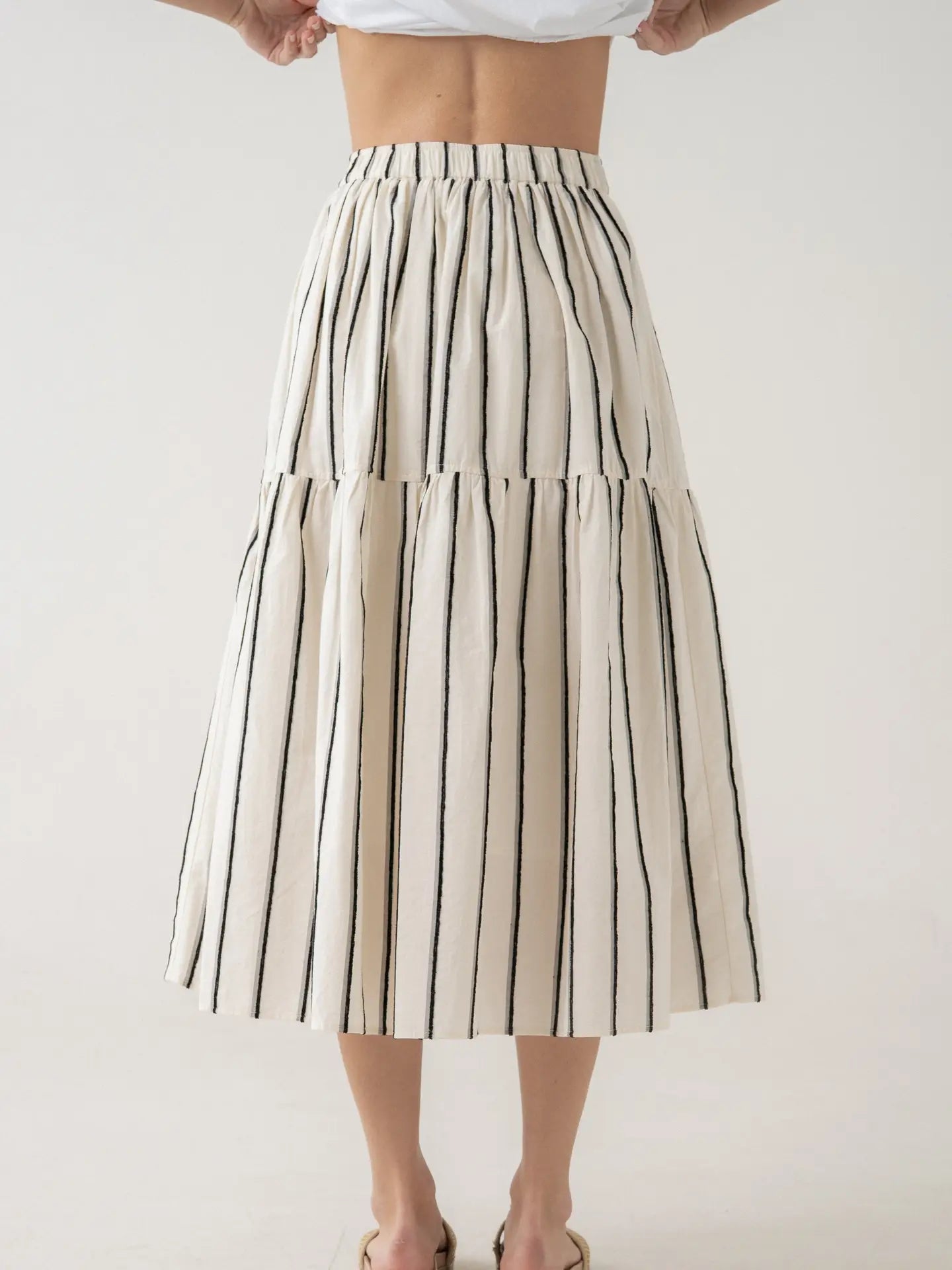 Striped Flowy Midi Skirt