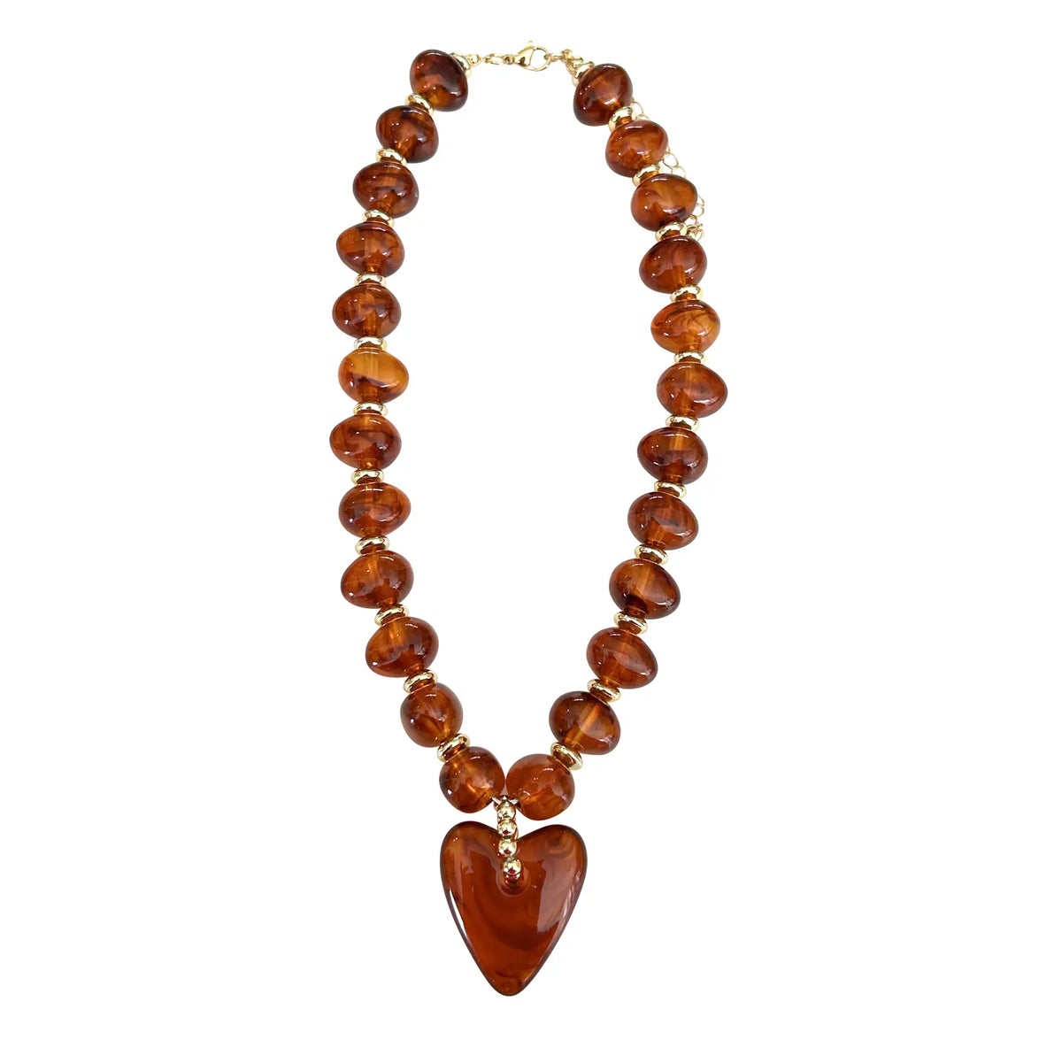 Athens Tortoise Beaded Necklace with Heart Charm