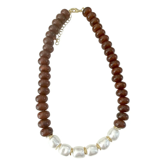 Brynlee Chunky Beaded Necklace with Pearl Accents