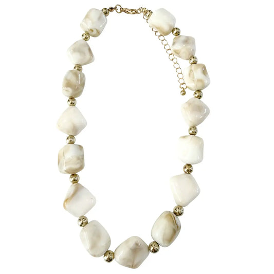 Evelyn Cream Beaded Necklace