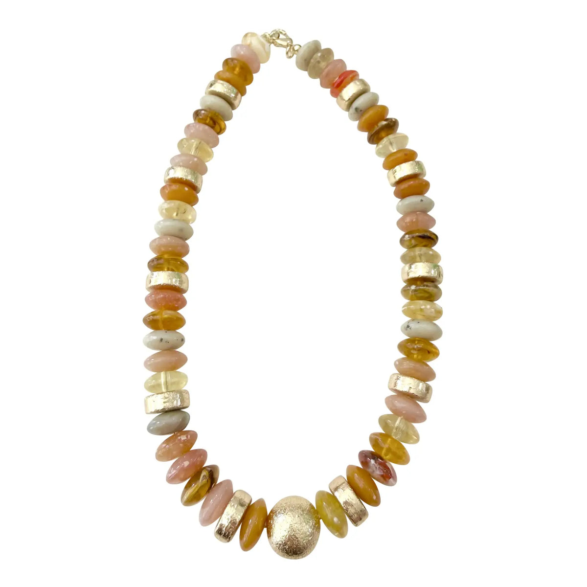 Tobie Beaded Disc Necklace - Tan Mix