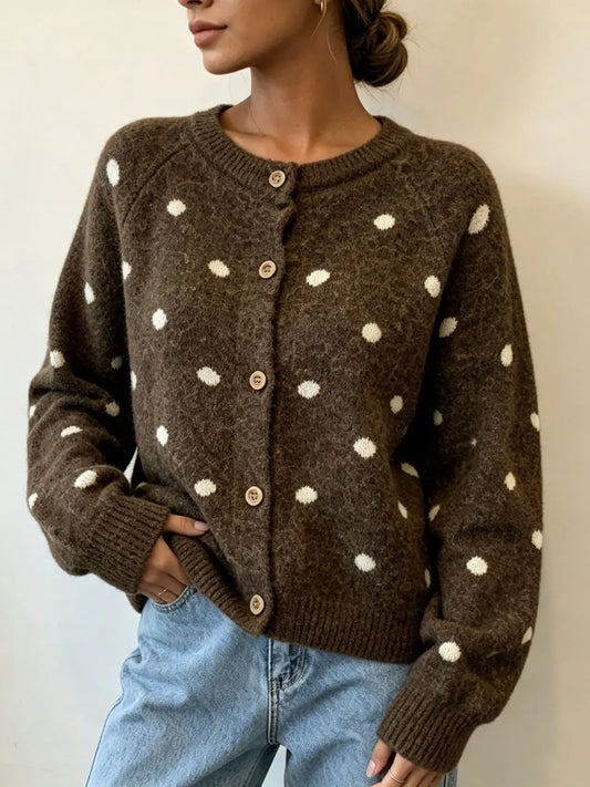 Dotty Cardigan - Coffee