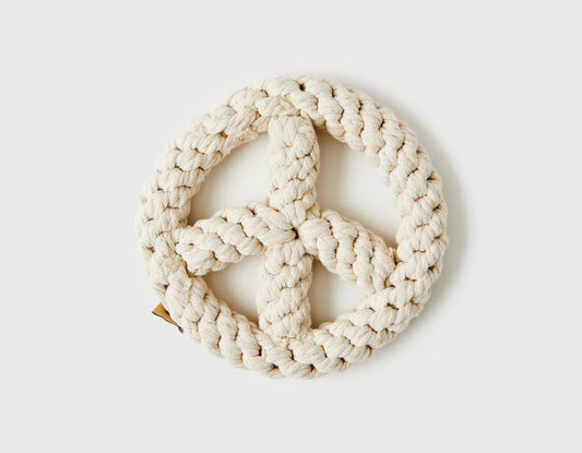 White Peace Sign Rope Toy