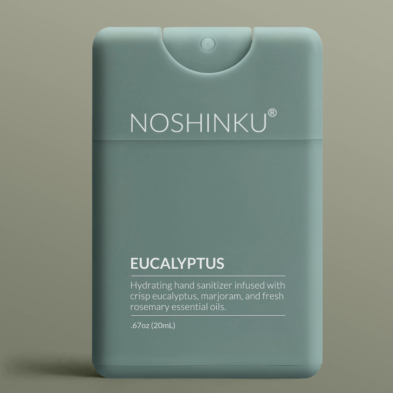 Hydrating hand sanitizer infused with crisp eucalyptus, marjoram, and fresh rosemary essential oils