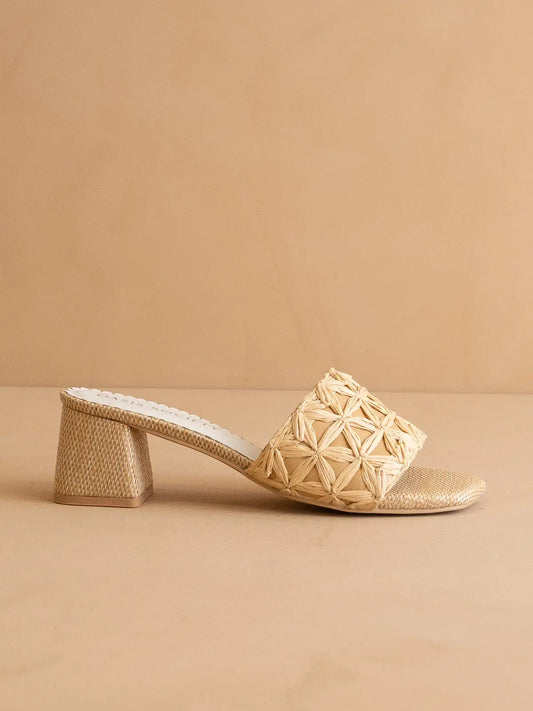 The Winona features an intricately woven raffia upper and a sturdy block heel. Women's sandals.
