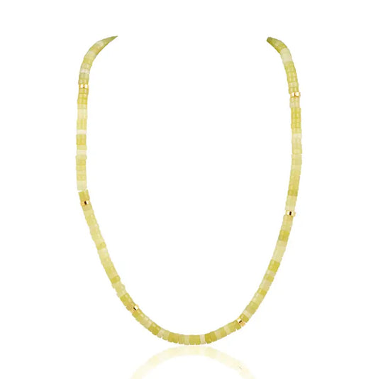 beaded necklace in lime