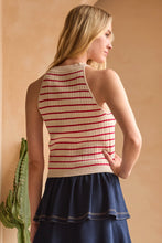Load image into Gallery viewer, Stripe Rib Tank Top-Red