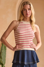 Load image into Gallery viewer, Stripe Rib Tank Top-Red