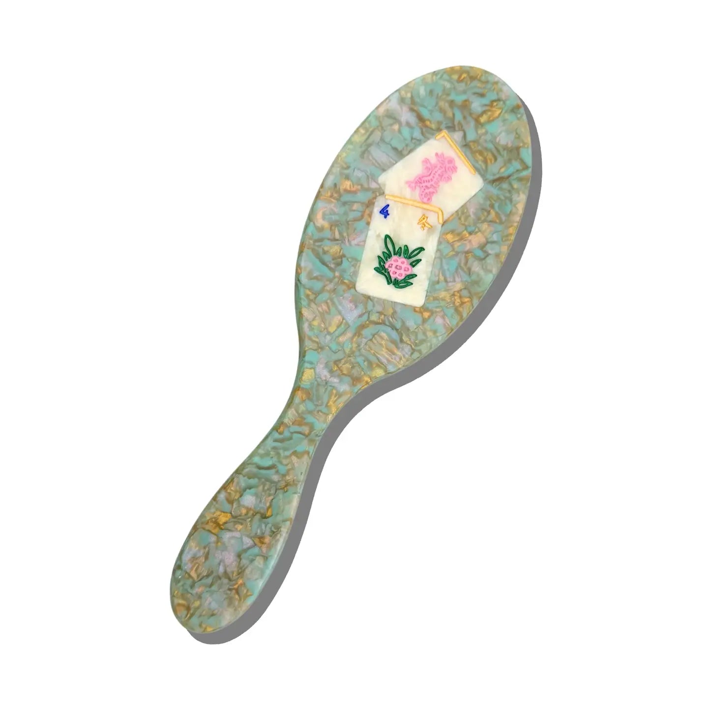 PREORDER Hand-Painted Flower Mahjong Hair Brush