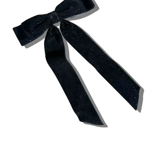 Velvet Bow Barrette - Black