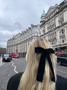 Velvet Bow Barrette - Black