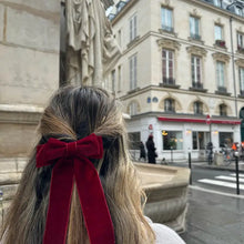 Load image into Gallery viewer, Velvet Bow Barrette - Red