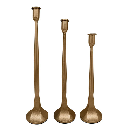 Gold Cast Iron Taper Candle Holders