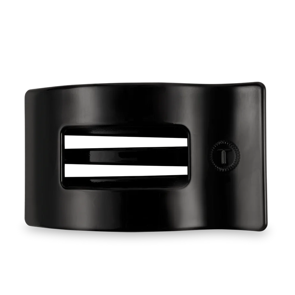 Jet Black Large Flat Rectangle Hair Clip