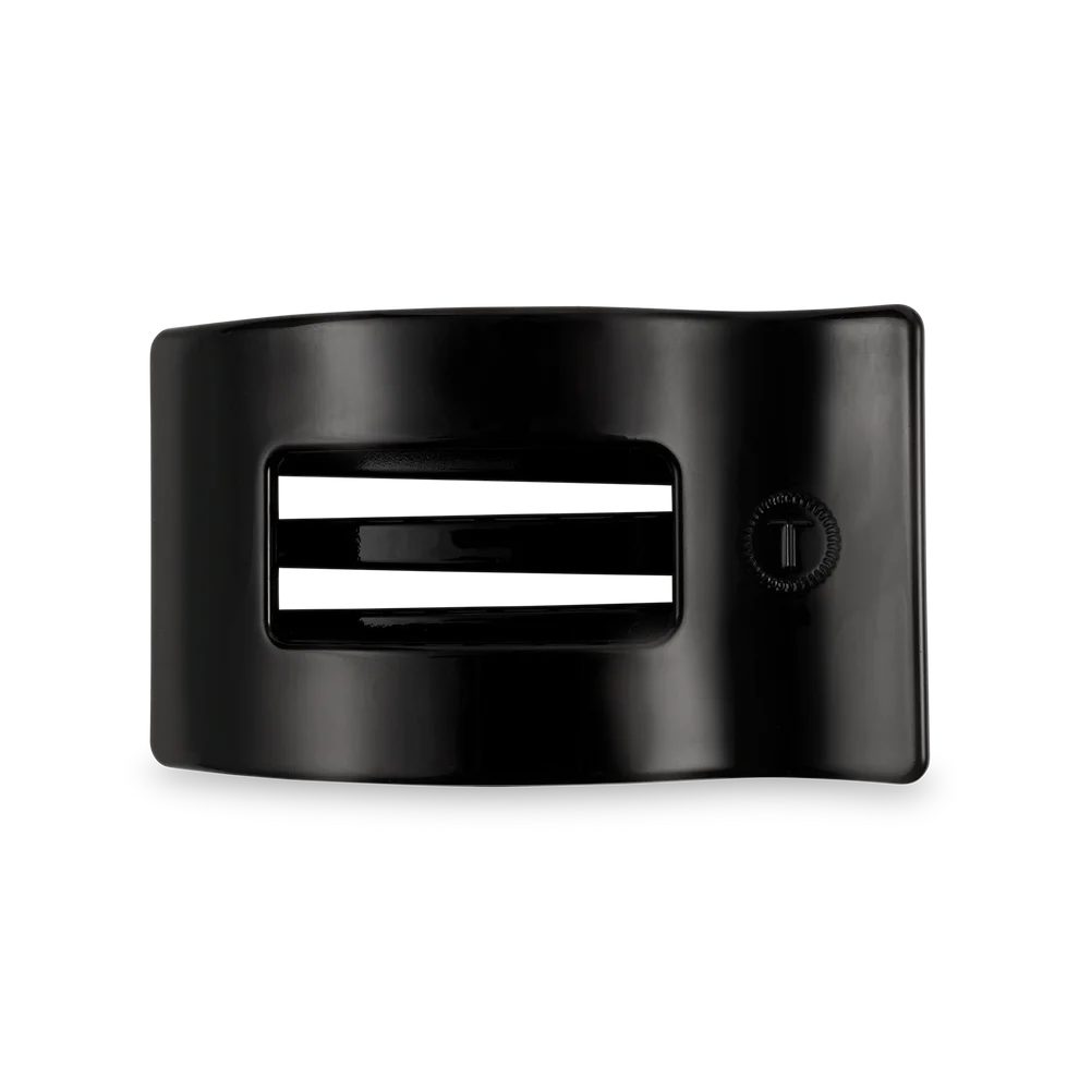 Jet Black Medium Flat Rectangle Hair Clip