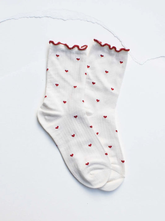 mini heart ruffle socks