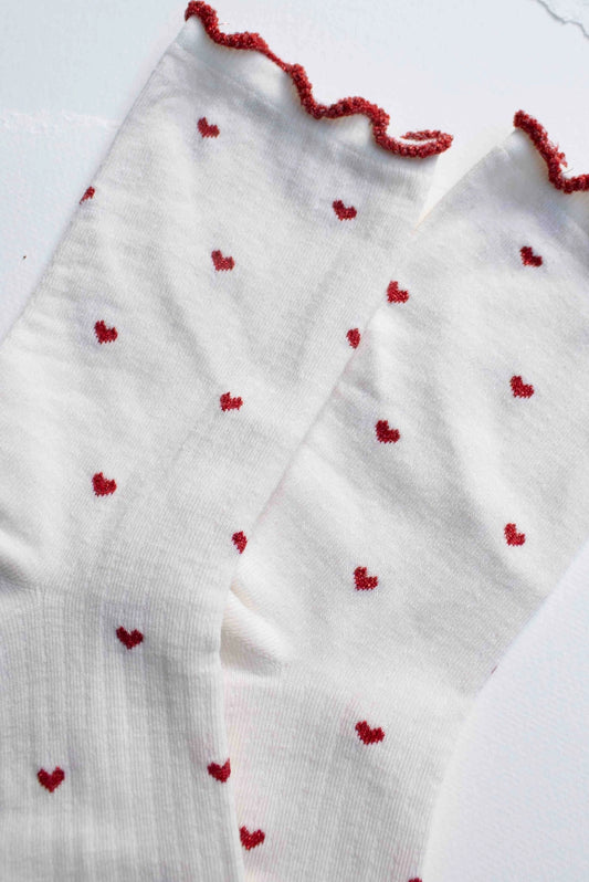 mini heart ruffle socks