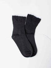 Load image into Gallery viewer, Pair of black ruffle cotton socks