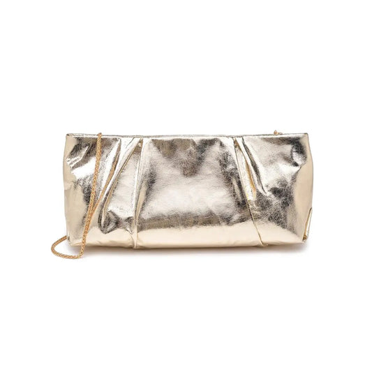 Metallic clutch bag with a chain strap 