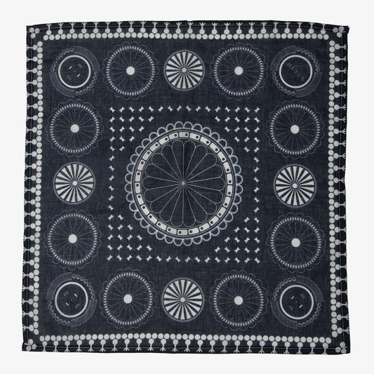 Navy bandana with white circular patterns