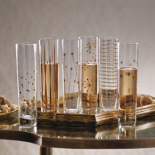 La Fete Golden Decal Champagne Flutes
