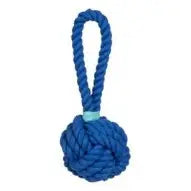 4 1/2" Blue Knot with Aqua Tie Rope Toy