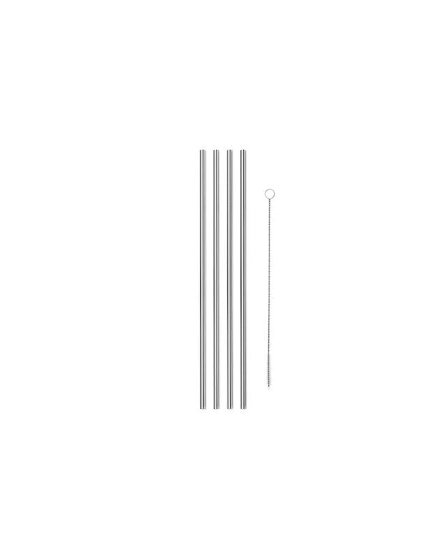 10" silver metal straws