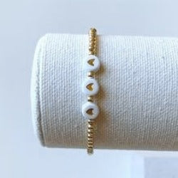 Feel the Love Bracelet three gold heart beads on a 3mm gold be