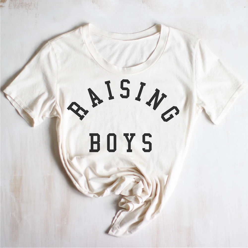 raising boys tee shirt cream
