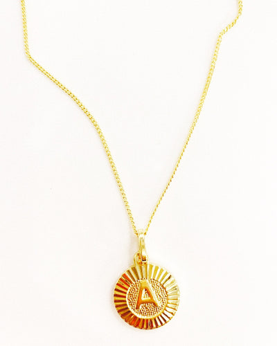 18k gold filled vintage style initial pendant and chain.  18” length